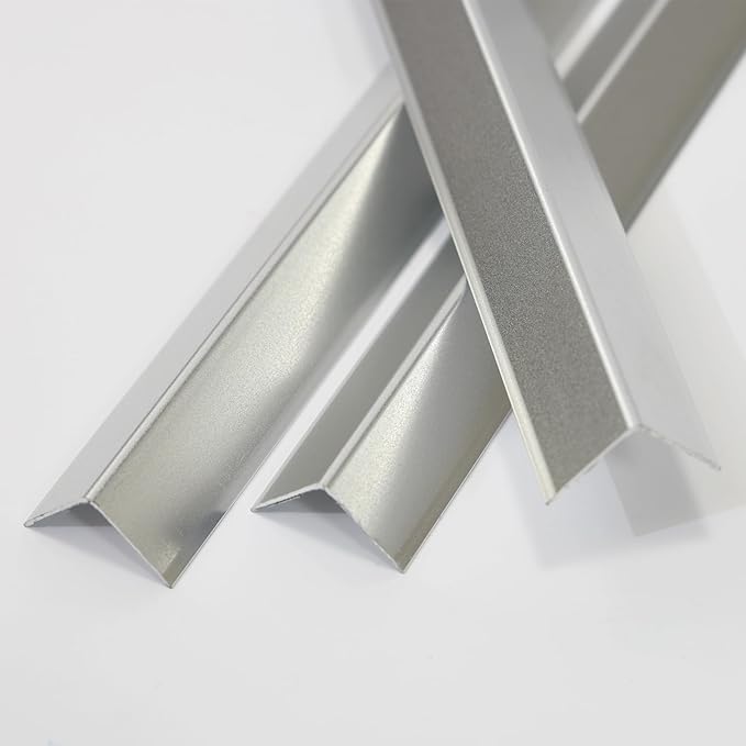 Aluminum Corner Guards, Peel and Stick L-Shaped Molding Trim for Wall Table Door Frame Protection and Decoration (Matte Silver, 3Pcs x 4.26ft x 0.8in)