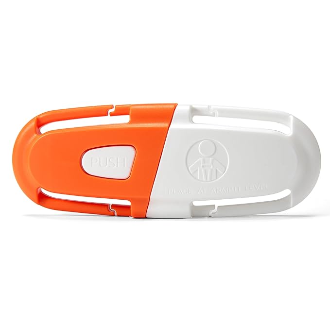 Universal Car Seat Chest Clip, Adjustable Harness Positioning Clip for Stroller and Booster Seat, Anti-Slip Shoulder Straps Holder Accessory for Parents (1 Pack, Orange&White)