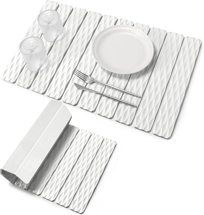 Large Stone Dish Drying Mats for Kitchen Counter, 24"(L)×16"(W) Wave - Pattern, Fast Drying Collapsible Dish Drying Mat, Eco-Friendly Absorbent Diatomaceous Earth Mats for Match Any Countertop