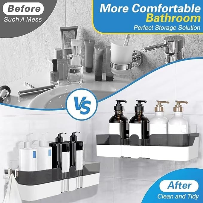 WeshyiGo 2-Pack Shower Caddy, Separable Shower Organizer with Soap Dish and Hooks, No Drilling Double Layer Shower Shelf, Used for Bathroom and Kitchen (Black)
