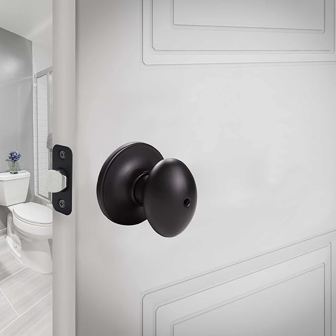 Design House 779181 Egg Privacy Bed and Bath Door Knob Matte Black