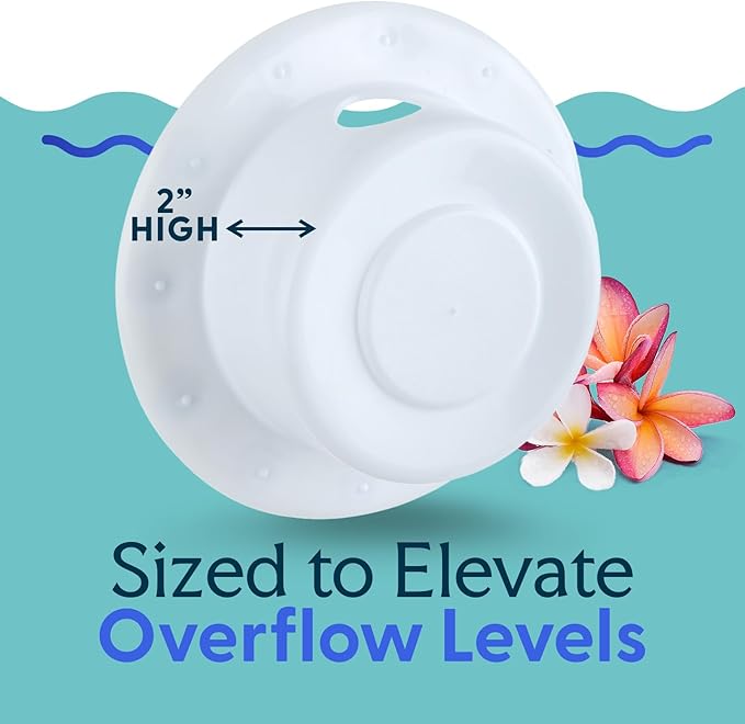 SlipX Solutions Bottomless Bath, Essential Overflow Drain Cover for Bathtub, Best Bath Accessories for Women, Adds Inches of Water to Your Tub for Deeper Soak, 4" Diameter, White