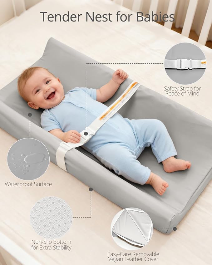 Baby Changing Pad - Vegan Leather Changing Pad, Wipeable Changing Pads, 31.5" x 16" Diaper Waterproof PU Changing Mat for Dresser Table