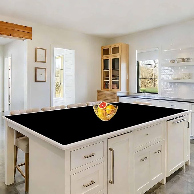78''x32''(200cmx80cm) Extra Large Silicone Mat for Kitchen Counter, Heat Resistant Countertop Protector, Non-Slip Waterproof Kitchen Island Mat, Easy to Clean, Black