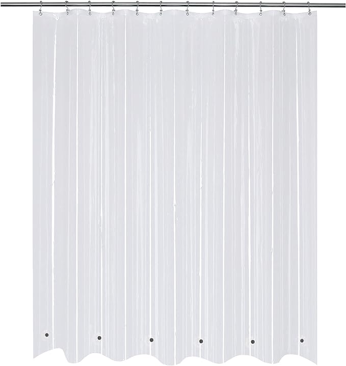 Mrs Awesome 72x68 Shorter Shower Curtain Liner with 6 Magnets Clear PEVA Waterproof Plastic Shower Curtain 72 x 68 inches, Clear