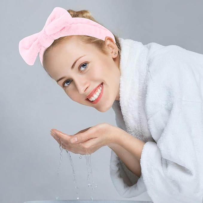10 Pack Cute Pink Skincare Headbands Set for Women Girls Spa Headband for Washing Face Bulk Valentine’s Day Party Favor & Gift Set