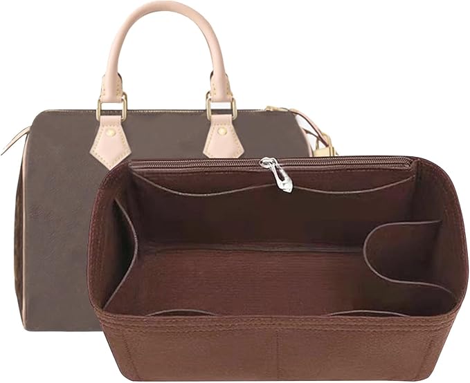 Lckaey Purse Inserts for Speedy 20 Organizer Insert, for monogram bag, HandBag protective insert Tote Bag and hand bag protector, organizer insert 1083Coffee-S