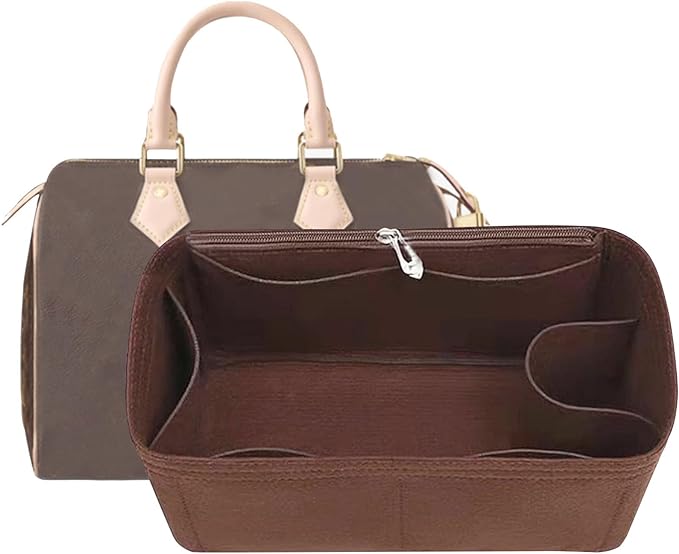 Lckaey Purse Inserts for Speedy 35 Organizer Insert, for monogram bag, HandBag protective insert Tote Bag and hand bag protector, organizer insert 1083Coffee-XL