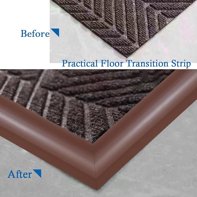 Floor Transition Strip Self Adhesive Carpet & Flooring Transitions Edging Trim Strip PVC Threshold Suitable for Threshold Height Less Than 3mm (3.3Ft, Brown)