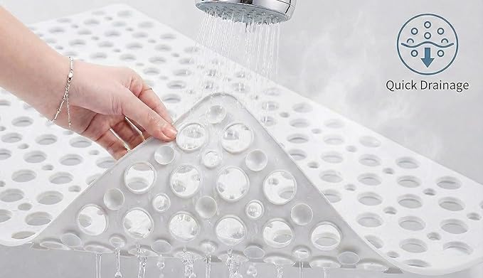 Nonslip Bath Tub Shower Mat with Suction Cups, Extra Soft TPE Bath Mat for Kids, Bathtub Bathroom Mats, Machine Washable, Smooth/Non-Textured Tubs Only, 35L x 16W Inch(White)