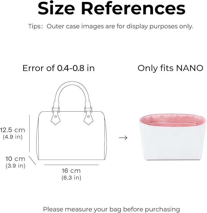 Tote Bag Organizer Insert for LV Speedy Nano Handbag,Custom Fit Inside Premium Rose Sakura Lightweight WaterResistant Purse Insert Accessories