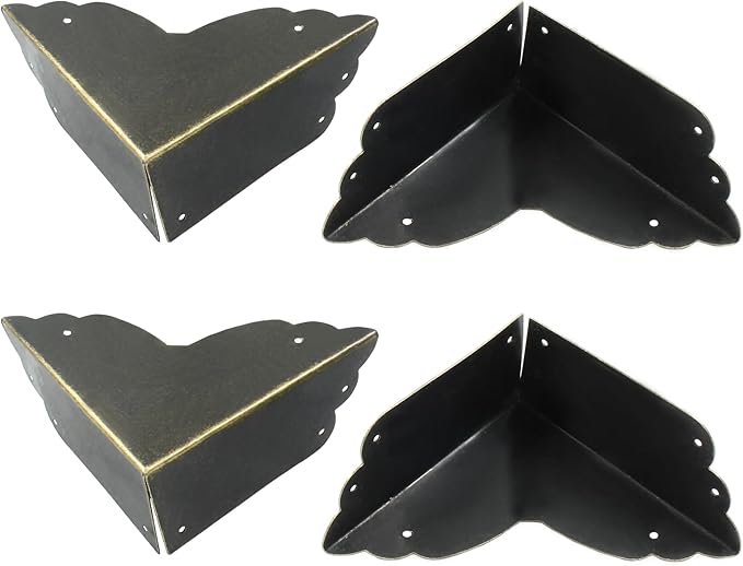 4Pcs Black Metal Corner Protector,2.76''x2.76'' Box Corner Protectors,Decorative Metal Corner Guards,Antique Edge Cover with Mounting Screws