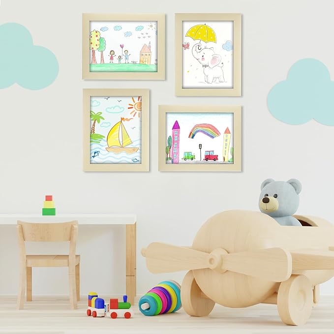 [2-Pack] Kids Art Frames, 8.5x11 Front Opening Kids Artwork Frames Changeable, Ivory Artwork Display Storage Frame for Wall, Holds 50 Pcs, for 3D Picture, Crafts, Children Drawing, Hanging Art,