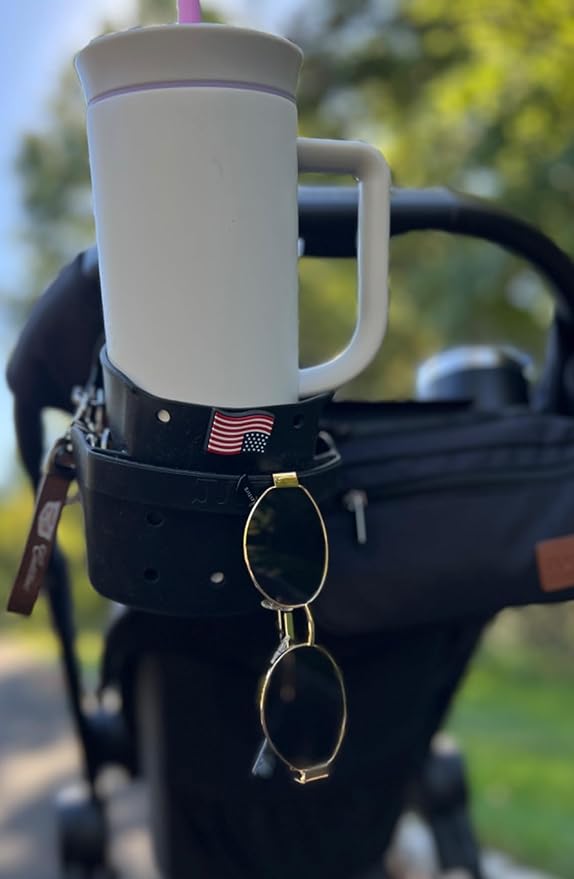 Drink Keeper Universal Drink Cup Holder for Walker | Extra Large Stroller Cup Holder with Phone Side Pockets | Perfect for Beach or Lounge Chair | Hold Accessories for Boat, Kitchen, Office, or Car