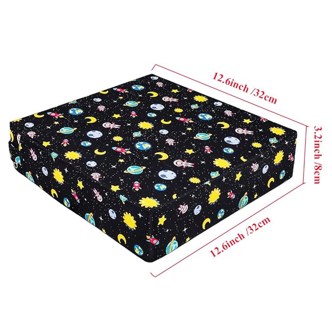 Dining Chair Heightening Cushion Portable Dismountable Adjustable Highchair Booster for Baby Toddler Kids Infant Washable Thick Chair Seat Pad Mat (Black Star)