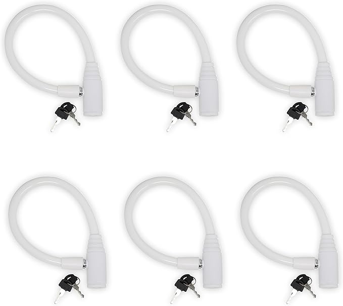 Urban August Child-Proof Refrigerator Lock for Kids & Adults - Lock for French Door Fridge and Cabinet (Small, White, 6 Pack Keyed Alike)