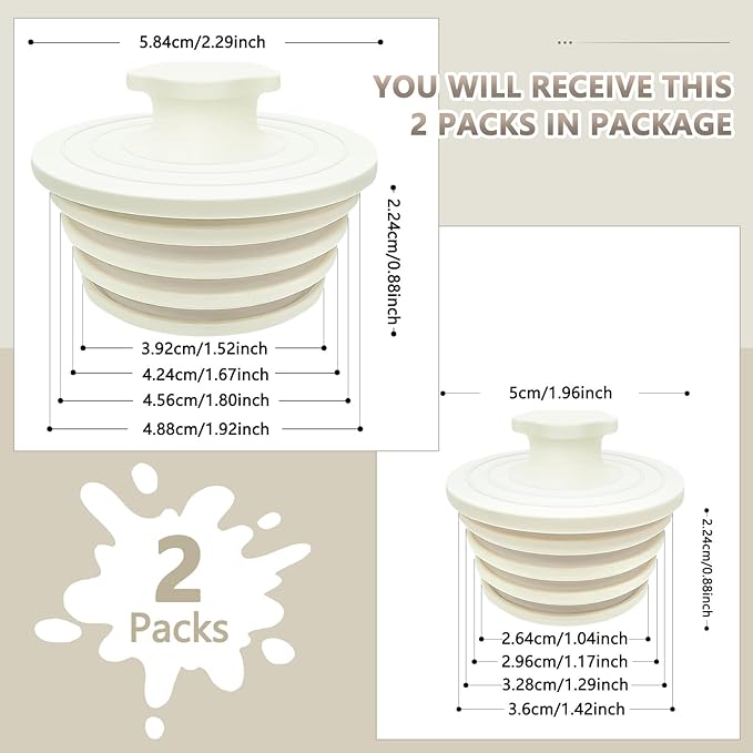 Bathtub Drain Stopper - 2 Pack Universal Shower Drain Cover & Sink Strainer, Tub Stopper Bathtub Drain for Bathroom, Tub, and Shower Drain - Easy Install Shower Drain (Beige)