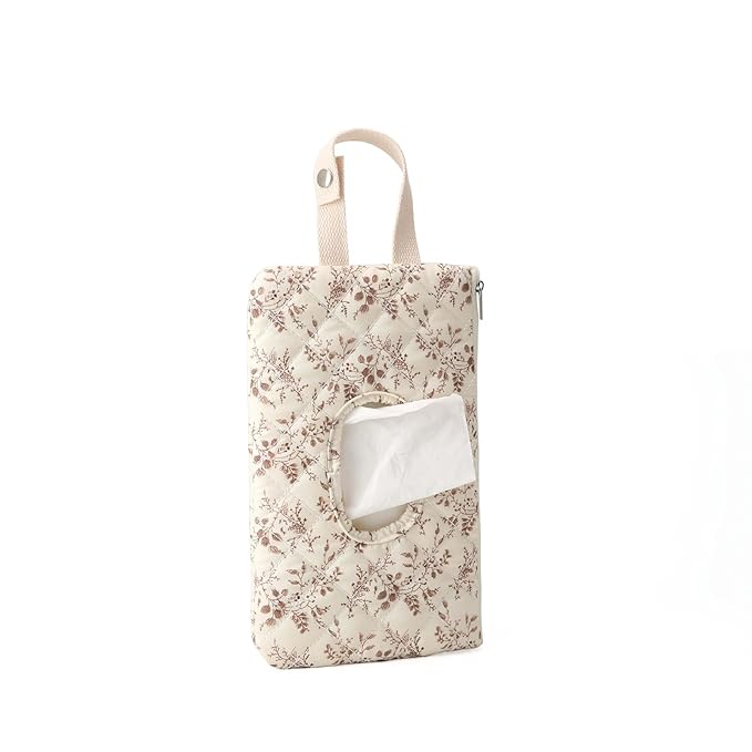 HIBEAR Quilted Diaper Wipe Pouch Portable Mommy Bag Refillable Floral Baby Wipe Holder for Travel Stroller Daily Casual (wihi)