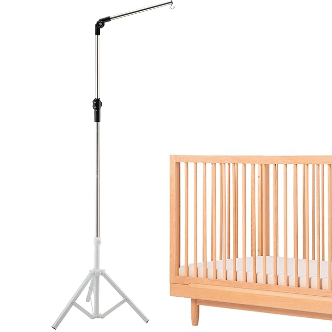 Baby Crib Mobile Arm,Mobile Hanger for Crib 56-78" Adjustable Height Top Can Rotate 180° Suitable for Baby Girls Boys Stainless Steel Material Sturdy and Stable Base