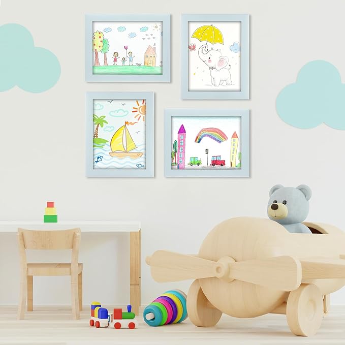 [2-Pack] Kids Art Frames, 8.5x11 Front Opening Kids Artwork Frames Changeable, Light Green Artwork Display Storage Frame for Wall, Holds 50 Pcs, for 3D Picture, Crafts, Children Drawing, Hanging Art,