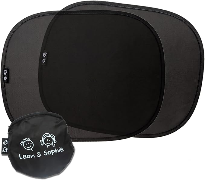 Parasol Coche Bebé - PROTECCIÓN UV CERTIFICADA UPF50+ - Material de primera calidad GSM 105 - Certificado DEKRA - Parasol Lateral Coche - Parasol Ventana Trasera Coche - Máxima protección UV