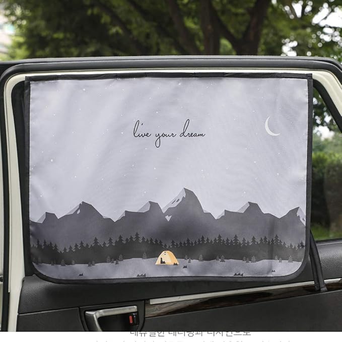 BEBEDECO Magnetic Car Sun Shade Curtain for Side Window – Sun Blocker and UV Protector for Baby, Kids, and Pets – Universal Fit with Built-in Magnets for Steel-Framed Door (Be-Camping Curtain)