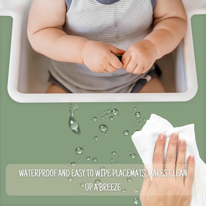 High Chair Placemat for IKEA Antilop Baby High Chair, 2 Packs Stain Resistant Non-Slip Toddler Silicone High Chair Place Mats Eating Table Mat (Sage/Gray)