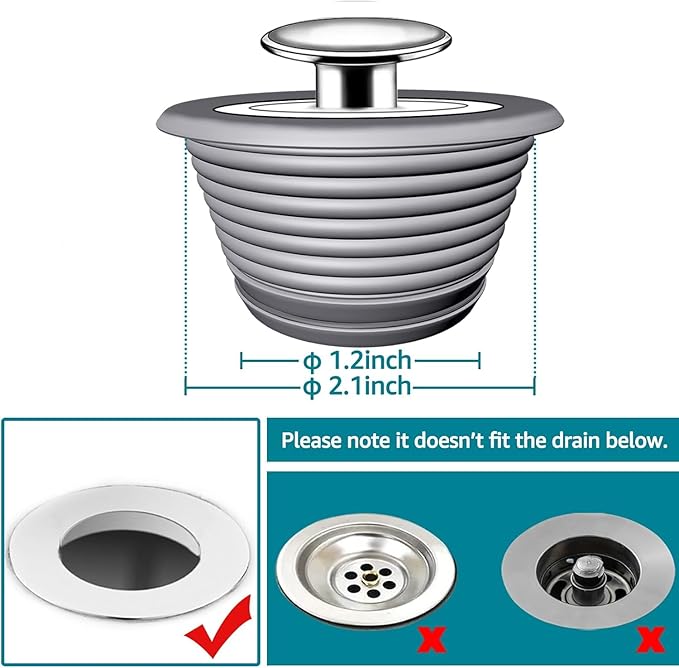 Bathtub Drain Stopper, Tub Stopper, Bathtub Drain Plug,Sink Drain Stopper, Universal Bathroom Bath Tub Drain Stoppers, Shower Cover Replacement Jets Hair Catcher Topper Rubber Strainers(Patented)