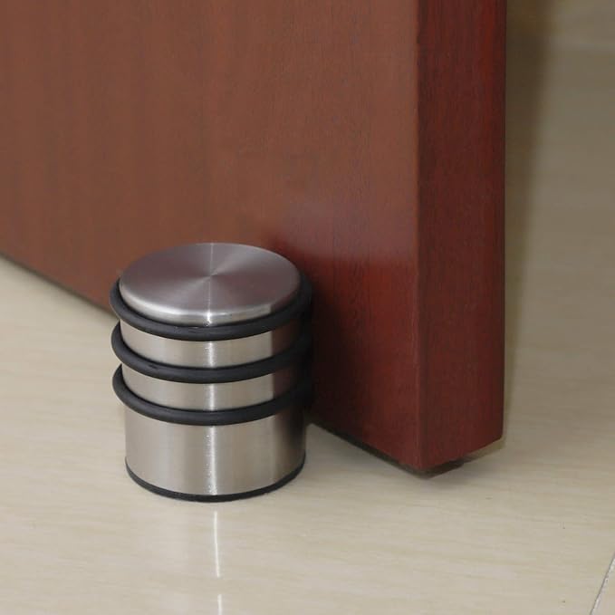 KINJOEK 3 PCS Heavy Weight Door Stopper, No DrillStainless Steel Door Stop with Protective Rubber Bands Door Wedge for Office, Home, Garage, Laundry Door
