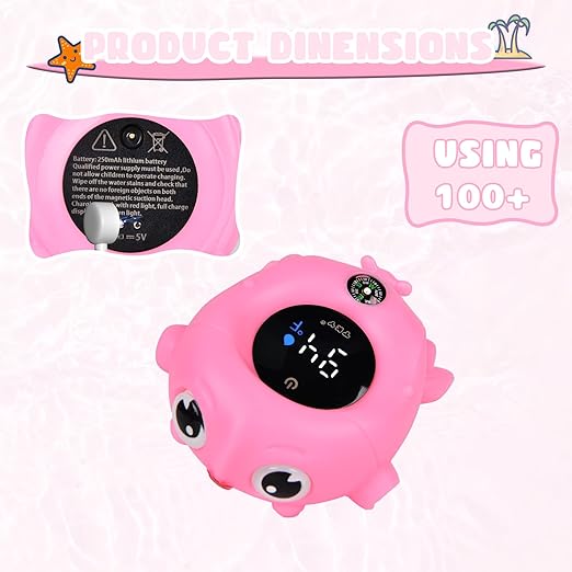 Baby Bath Thermometer with Floating Toys - Digital Water & Room Temperature Monitor, Rechargeable Thermometer with Alerts for Newborn Bath Essentials, Infant Safety