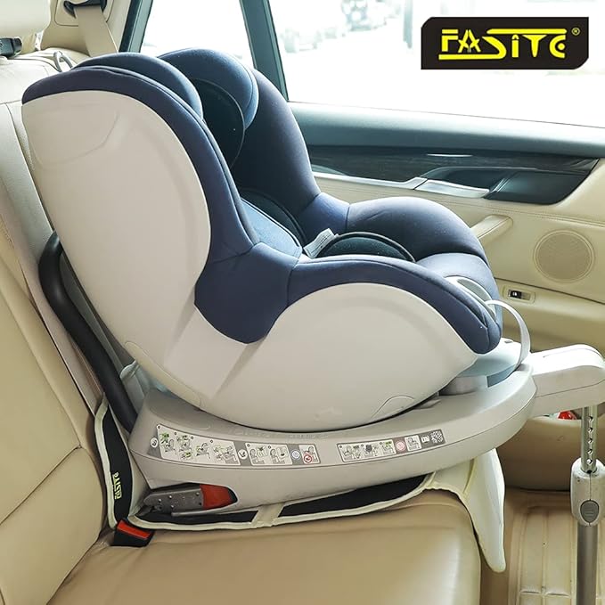 FASITE Car Seat Protector for Baby Child Car Seats - Auto Seat Cover Mat,Protective Non-Slip Waterproof Car Seat Cover Pad with Mesh Pockets, Beige