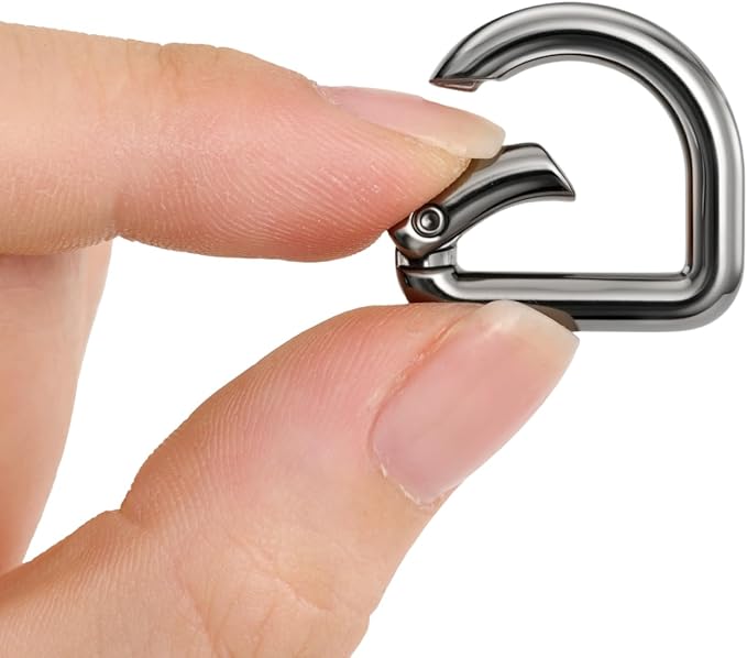 10pcs Metal D Ring Spring Key Hooks Keyring Clip for Keychain Buckle, Backpacks Handbag Purse Hardware, DIY Crafts