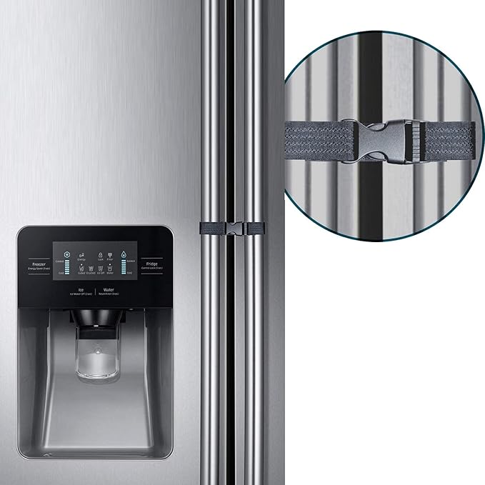 Coosin Baby Safety Locks,Handles Child Safety Locks Simple Installation Home Safety Strap Locks Fit Closed Handle Cabinets,Oven, Double Open The Door Refrigerator, Kitchen Door ect... (8 Pack, Black)