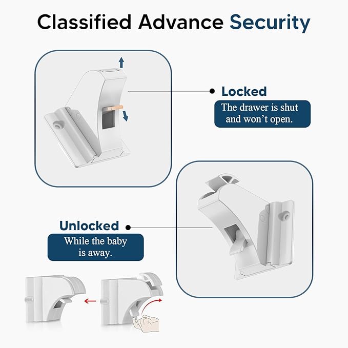 Blessimo® 12 Pack Magnetic Cabinet Locks Baby Proofing with 12 locks and 2 Keys - Child Locks For Kitchen, Cabinets and Drawers - 3M Adhesive Easy Installation
