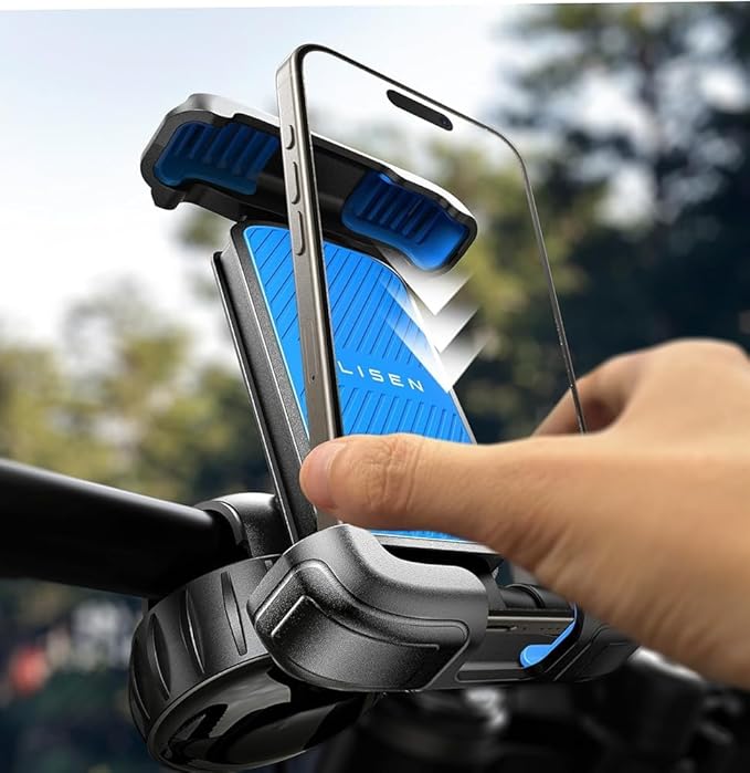 LISEN Bike Phone Holder, [Super Easy Install] Ultra Stable Motorcycle Phone Mount, Bicycle Handlebar Holder Mount for Adults Kids, Bike Bicycle Ebike Gear Accessories, for iPhone Samsung Google Pixe