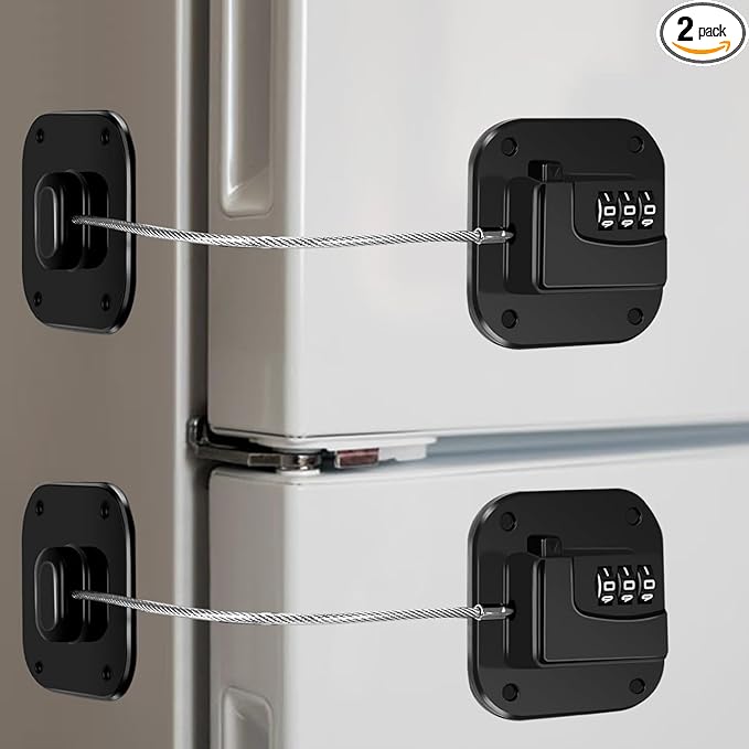 Fridge Lock Refrigerator Freezer Childproof Locks for Cabinets and Drawers Easy Install No Keys Needed Combo Lock Multifunctional Child Safety Cabinet Locks