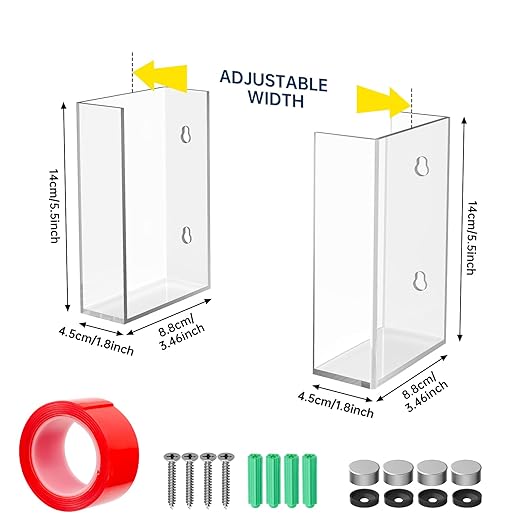 NiHome Clear Acrylic Wall Mount Glove Box Holder Tissue Box Dispenser for Kitchen, Bathroom, Garage, Lab, Salon, Space-Saving Adjustable Organizer for Gloves, Tissues, Easy to Insatll (1-Tier)