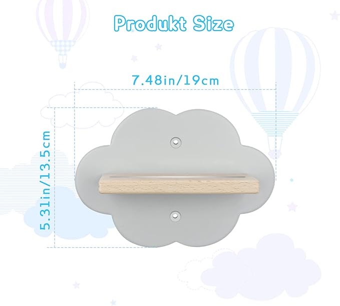 Sun3drucker Floating Shelf Wall Mount (Cloud Design) for Toniebox Tonie Figures Character - Magnetic Wooden Shelf Compatible with Tonie Audio Character for Children Baby's Room