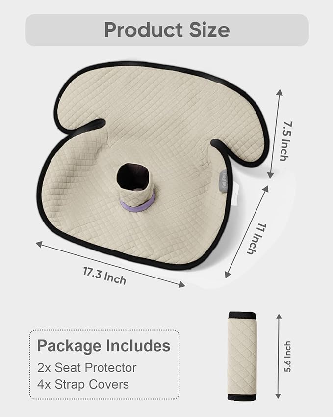 TinlyFinly 2 Pack Baby Potty Training Car Seat Protector, Waterproof Car Seat Liner for Potty Training Toilet, Baby Infant Toddler Piddle Pad Fits for Carseat, Stroller, Highchair - 2 Pack, Beige