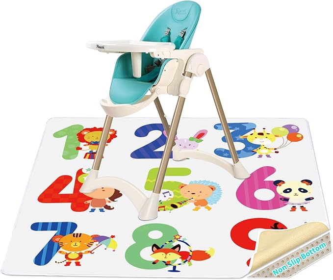 High Chair Splash pad, 51" 51 Non-Slip Waterproof Multi-Purpose Splash pad, Washable Splash pad for high Chair Floor Protection Table Cloth Portable Early Education Picnic Play mat (2)