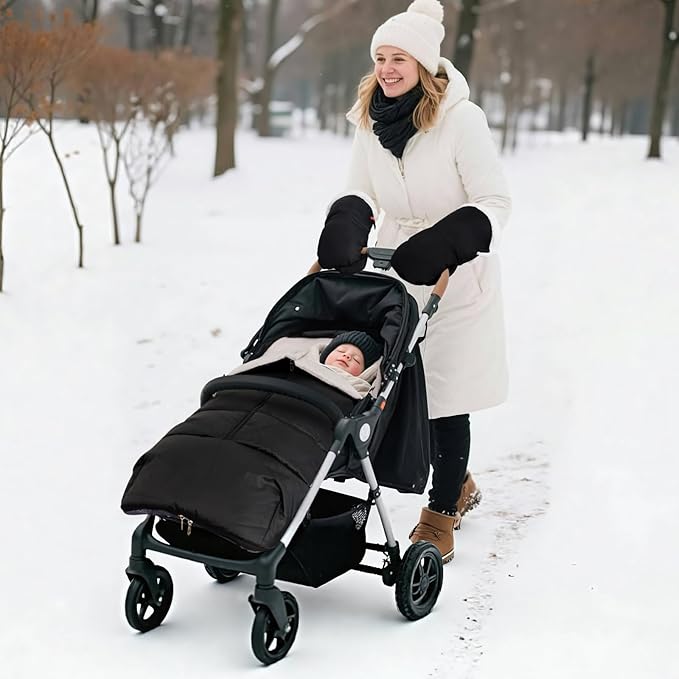 KAKIBLIN Stroller Footmuff, Baby Footmuff for Stroller, Universal Bunting Bag for Babies Compatible with Most Strollers,Waterproof, Winter Sleeping Bag for Newborn to Toddler (105x46cm)