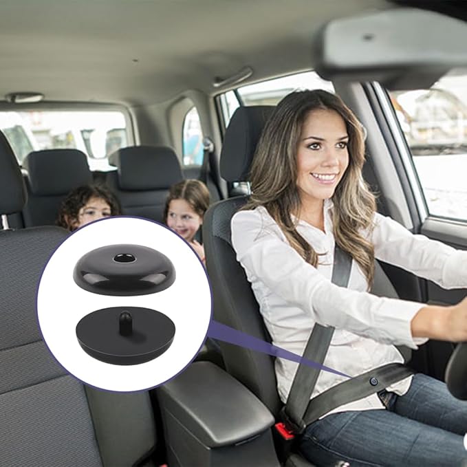 10 Sets Universal Fit Seatbelt Stopper Kit, Snap-on Seat Belt Button Stop, Car Accessories Plastic No Welding Required Seat Belt Buckle Button Prevent Seatbelt Clip from Sliding Down (Black)
