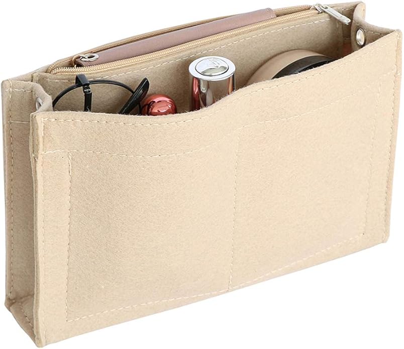 Joqixon Mini Felt Purse Organizer Insert Small Tote Bag organizer with Zipper
