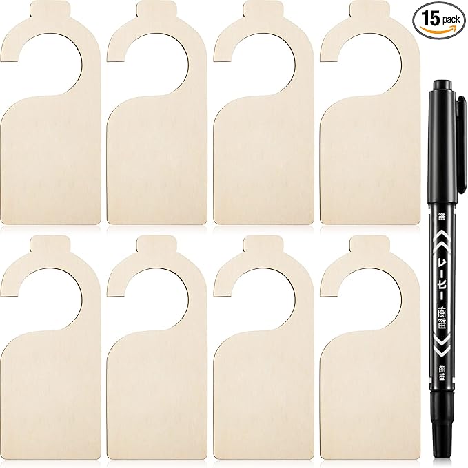 Patelai 14 Pcs Blank Wooden Clothing Rack Divider with Marker Pen Closet Blank Organizers Hanger Separators Hanging Closet Divider for Home Nursery Clothes(Wood Color)