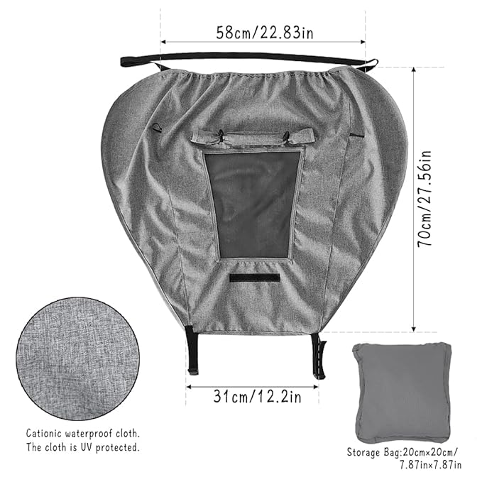 Pram Sunshade Sun Cover, Sun Shade Stroller for Baby, Universal Waterproof Stroller Sunshade Cover Anti-UV with Viewing Window for Stroller(Grey)