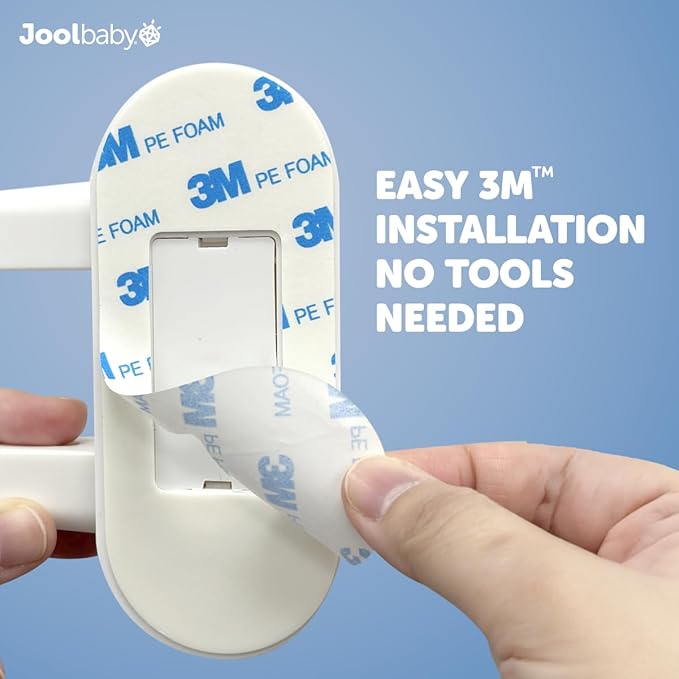Jool Baby Door Lever Locks (4 Pack) Prevent Toddlers from Opening Door Handles - Easy One Hand Adult Access