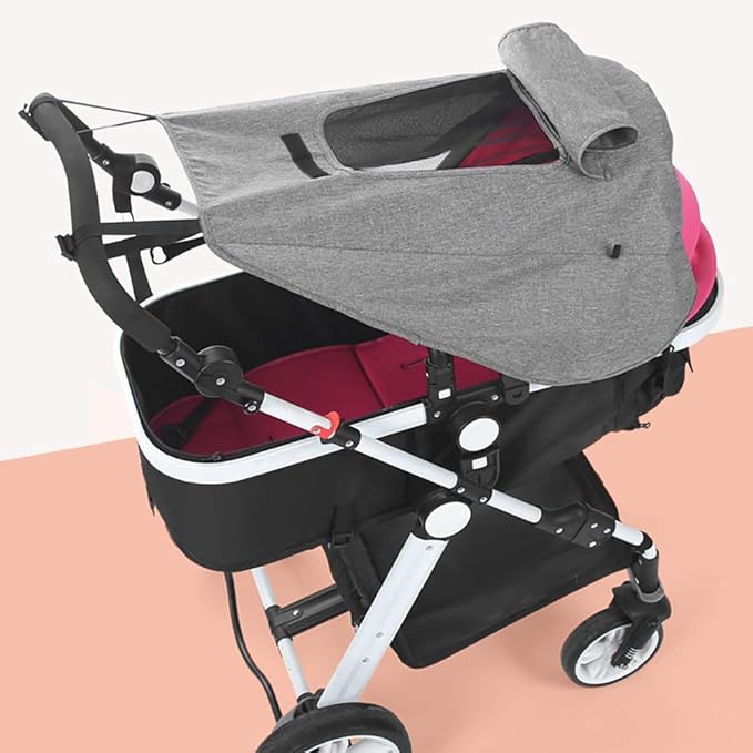 Baby Stroller Universal UPF 50+ Sun Protector Shade Blackout Cover Pushchair Shield Canopy Pram Rain Sunshade With See Through Extender Accessory Easy Installation