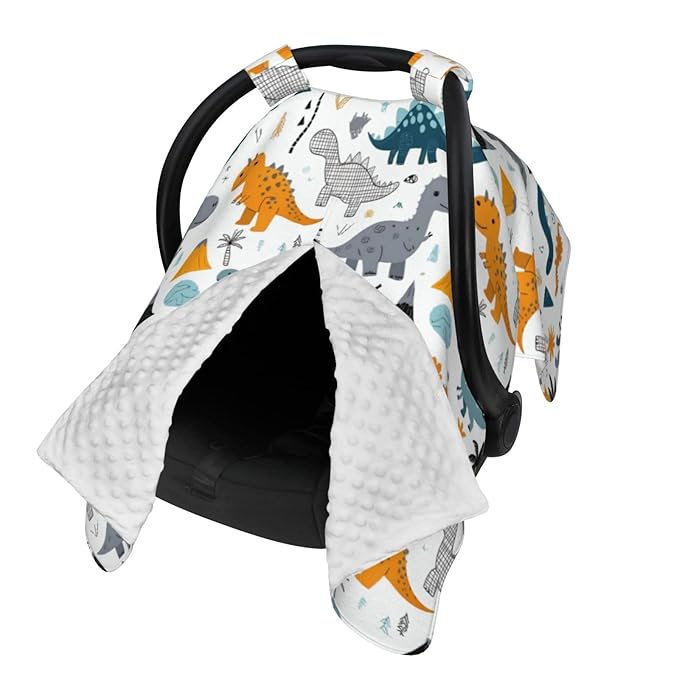 Dinosaurs Car Seat Cover Baby Stuff Western Infant Carseat Covers Baby Girl Highland Car Seat Canopy Boy Winter Multi Use Nursing Cover for Newborn Carseat Canopy Nursing Covers Newborn Shower Gift