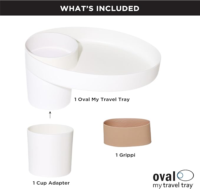 Travel Tray Oval USA Made Extend Your Current Cup Holder to Hold Your Cup Plus A Tray for Snacks, Toys and Accessories. Use in a Car Seat, Booster, Stroller, Golf Cart, Outdoor Chair, Glow