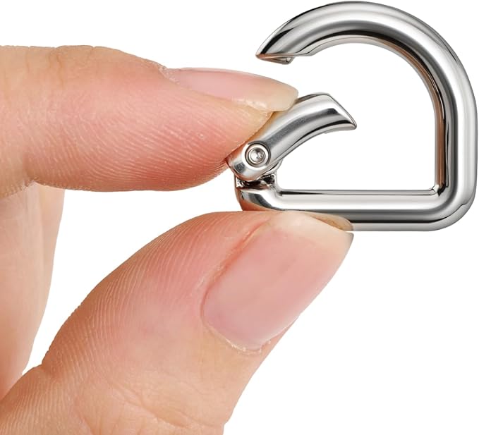 10pcs Metal D Ring Spring Key Hooks Keyring Clip for Keychain Buckle, Backpacks Handbag Purse Hardware, DIY Crafts